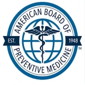 American Board of Preventive Medicine ABPM board certification logo — Dr. Saleha Jafar MD, MEDIVIRA Frisco TX