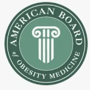 ABOM American Board of Obesity Medicine board certification      logo — Dr. Saleha Jafar MD, MEDIVIRA Suboxone and Mental Health Clinic Frisco TX
