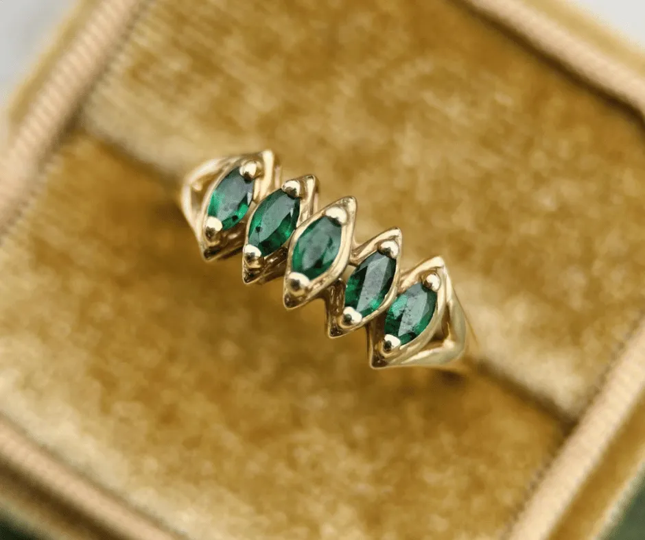 gold and emerald ring for sale at vintage jewelry company