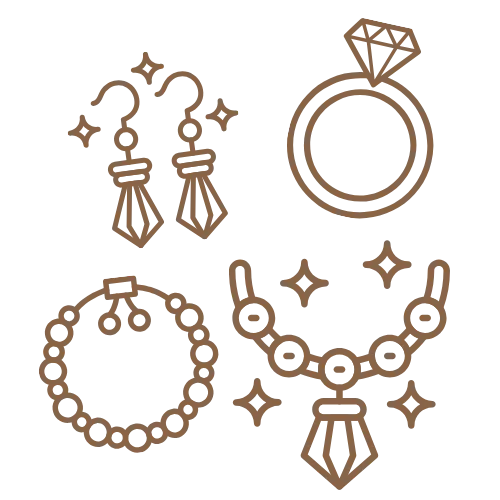 bracelet, earring, necklace, and ring icon