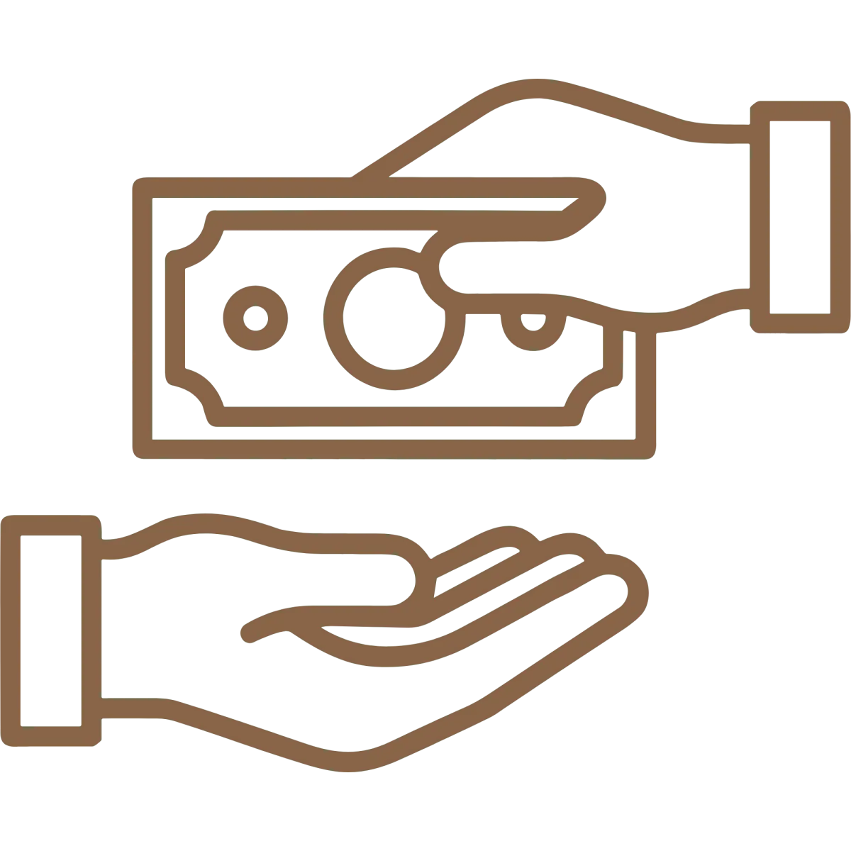 hands exchanging cash icon