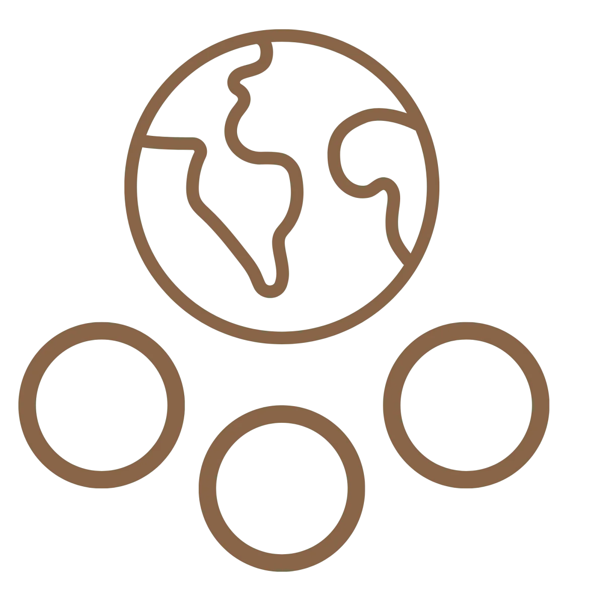 international coin icon with earth and 3 coins
