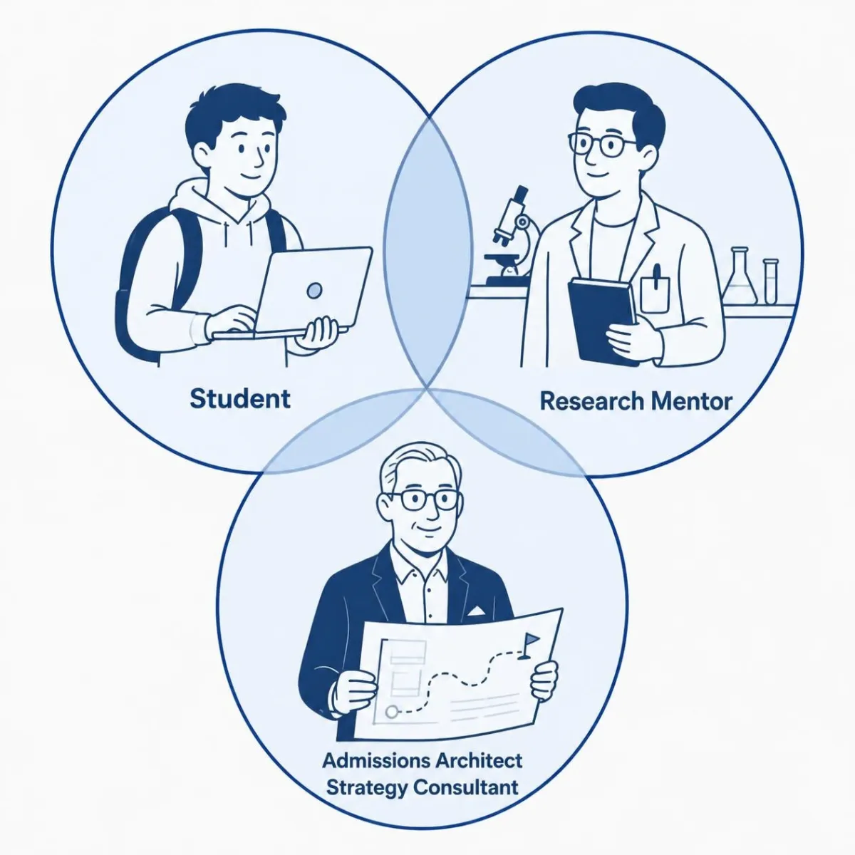 Mentored research program for high school students: student, PhD research mentor, and Admissions Architect strategy consultant.
