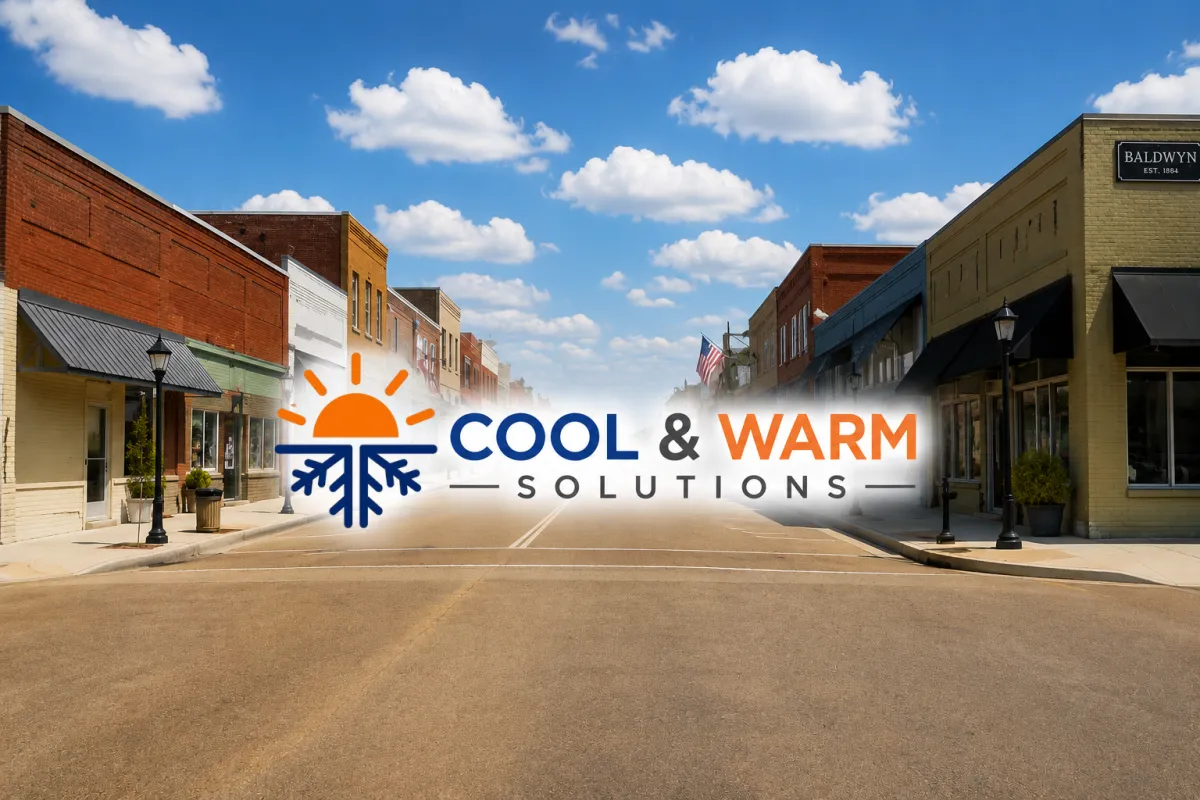 Cool & Warm Solutions HVAC services in Baldwyn, Mississippi featuring downtown Baldwyn