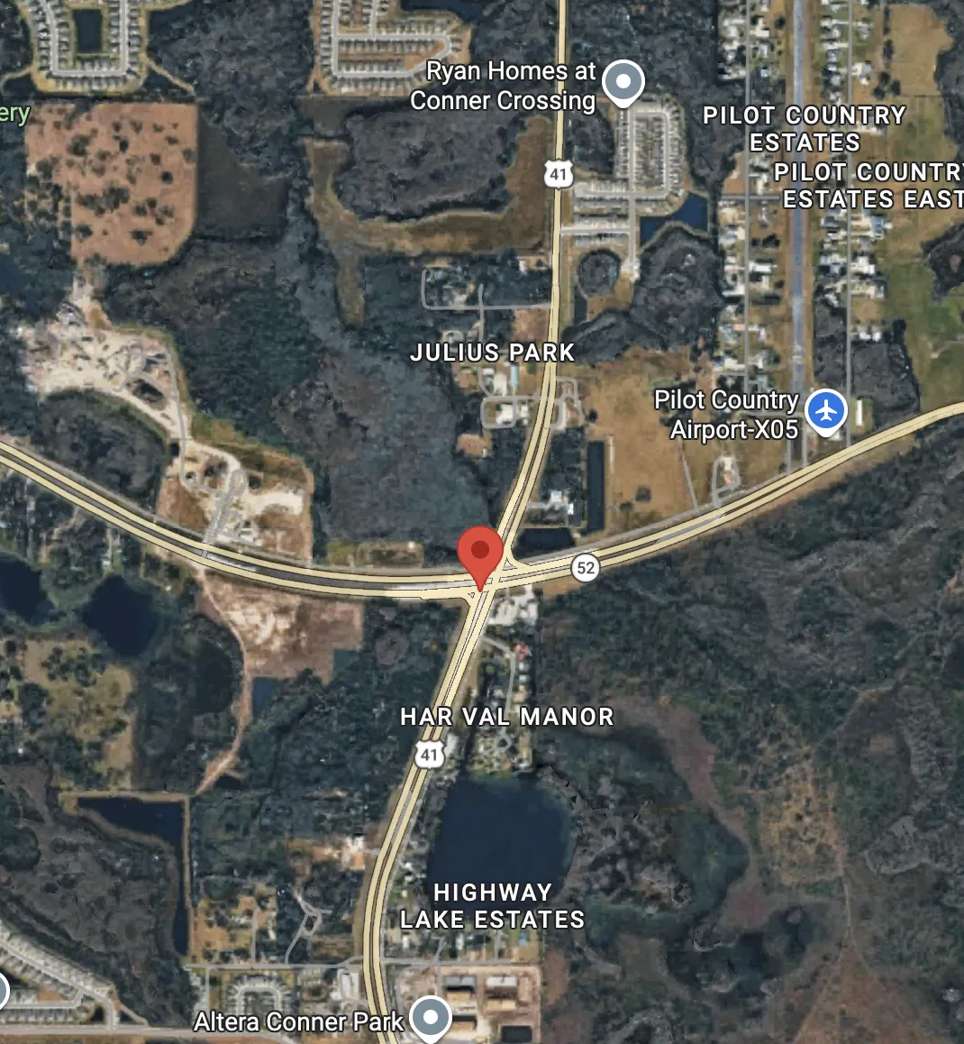 Aerial view of SR 52 corridor in Land O Lakes Florida