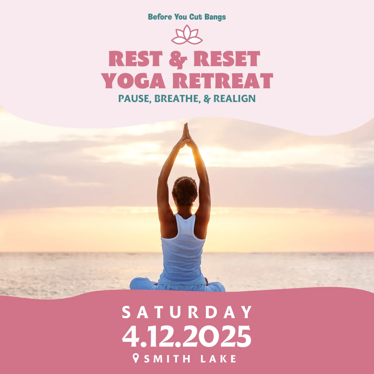 BEFORE YOU CUT BANGS REST & RESET YOGA RETREAT: Join us on April 12th for a restorative day dedicated entirely to you. This retreat is designed for women who give so much to others—moms, business owners, friends, and partners—to pause, breathe, and realign. Choose from: Day Pass ($249): A full day of self-care, yoga, and guided reflection to bring clarity and renewal. Overnight Experience ($399 or $349 if you bring your bestie): Stay the night, grab your best friend, and enjoy a private sunset wine dinner with a chef-curated menu. We make our best decisions when we have clarity, and clarity comes from peace. This is your space to rest, reset, and step into the rest of your year with intention.