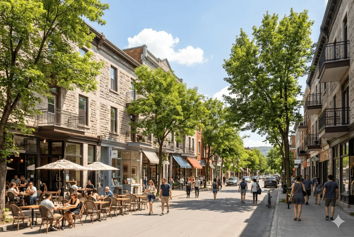Rue commerciale animée dans l'arrondissement de Verdun, Montréal