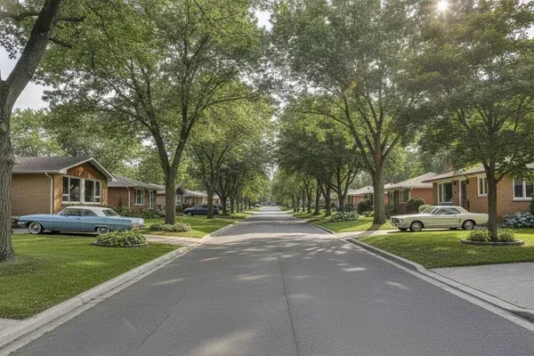 Rue résidentielle arborée de Côte-Saint-Luc avec bungalows, marché immobilier de l'ouest de Montréal en 2026