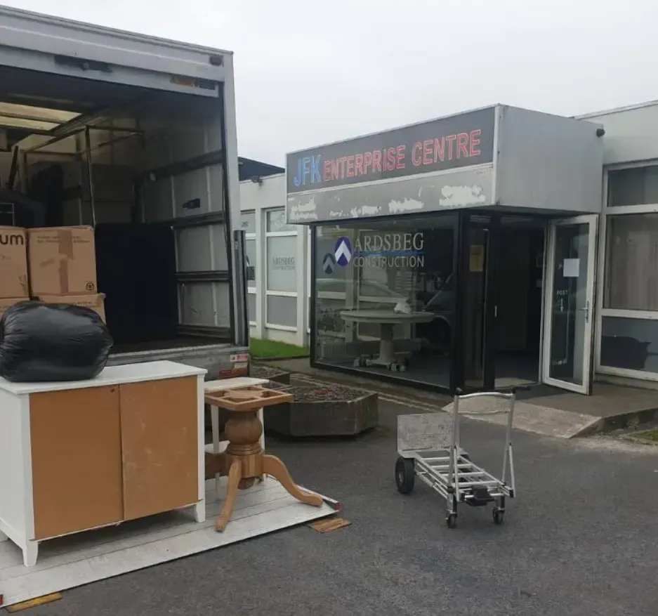Quick Fix Removals office furniture loaded on truck for office relocation Dublin