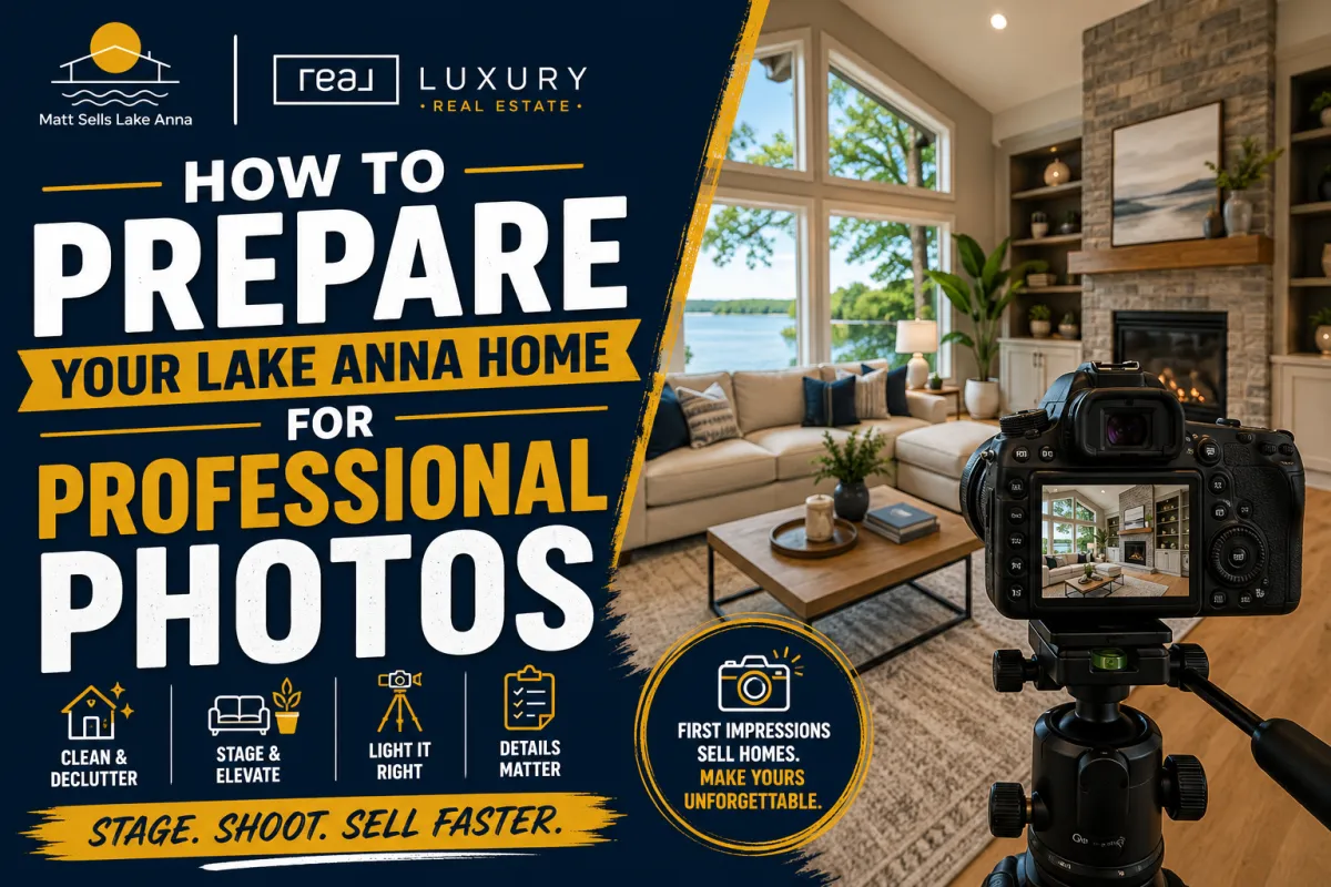 A bright, professionally photographed Lake Anna waterfront home with clean interiors, natural light, and inviting outdoor living spaces.