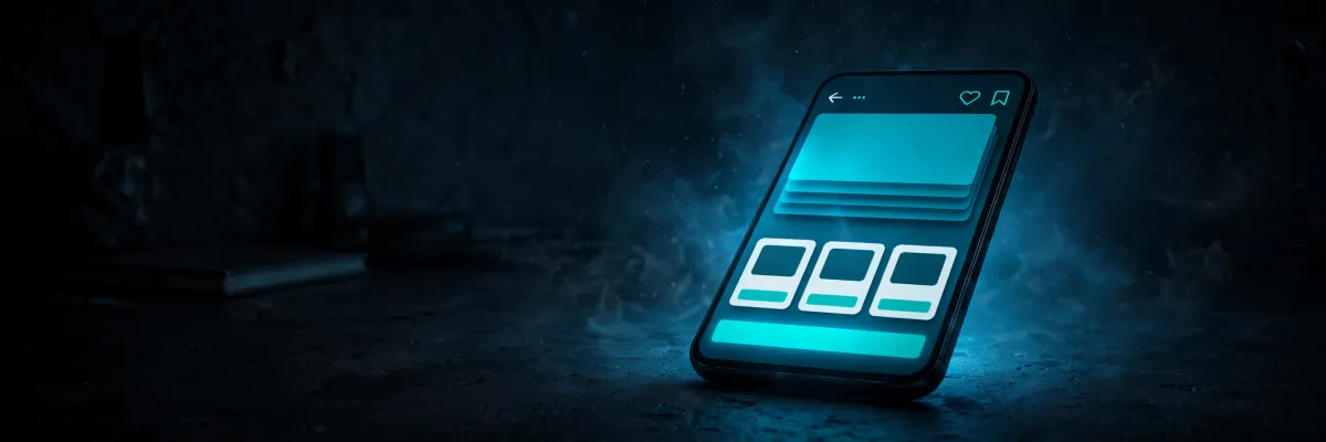Phone showing a social media ad opening a product page inside the app, before reaching the business website.