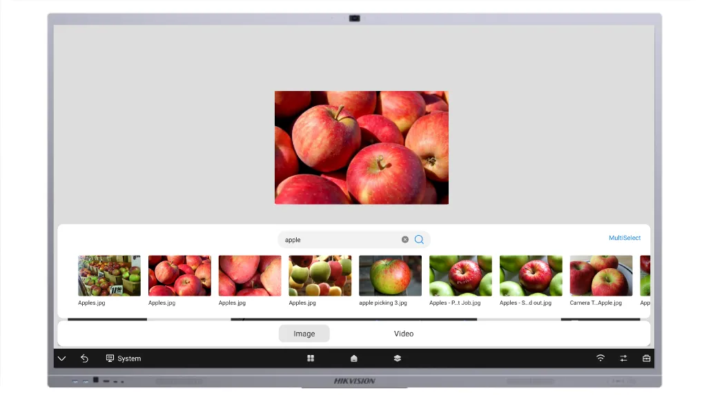 Online multimedia library access directly from the interactive whiteboard