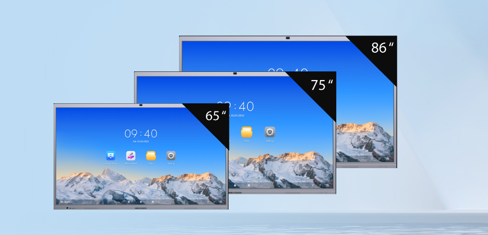 Available screen sizes for WonderHub Interactive Whiteboards: 65, 75, and 86 inches