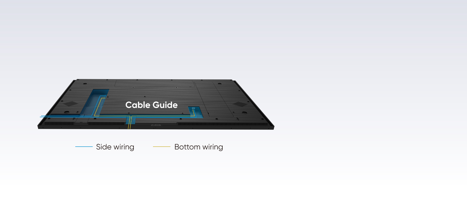 Rear cable guide and tidy wiring management system for digital signage