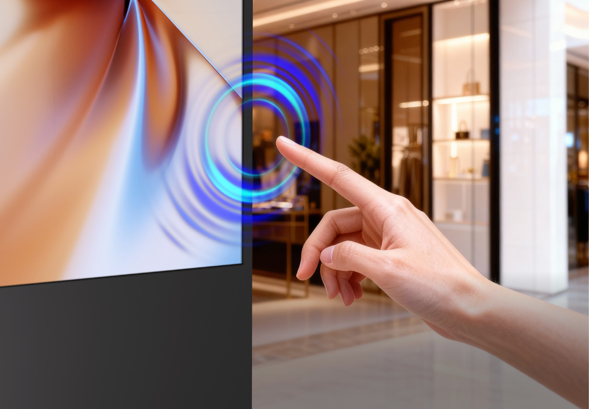 Interactive 10-point P-CAP touch technology for floor-standing kiosks