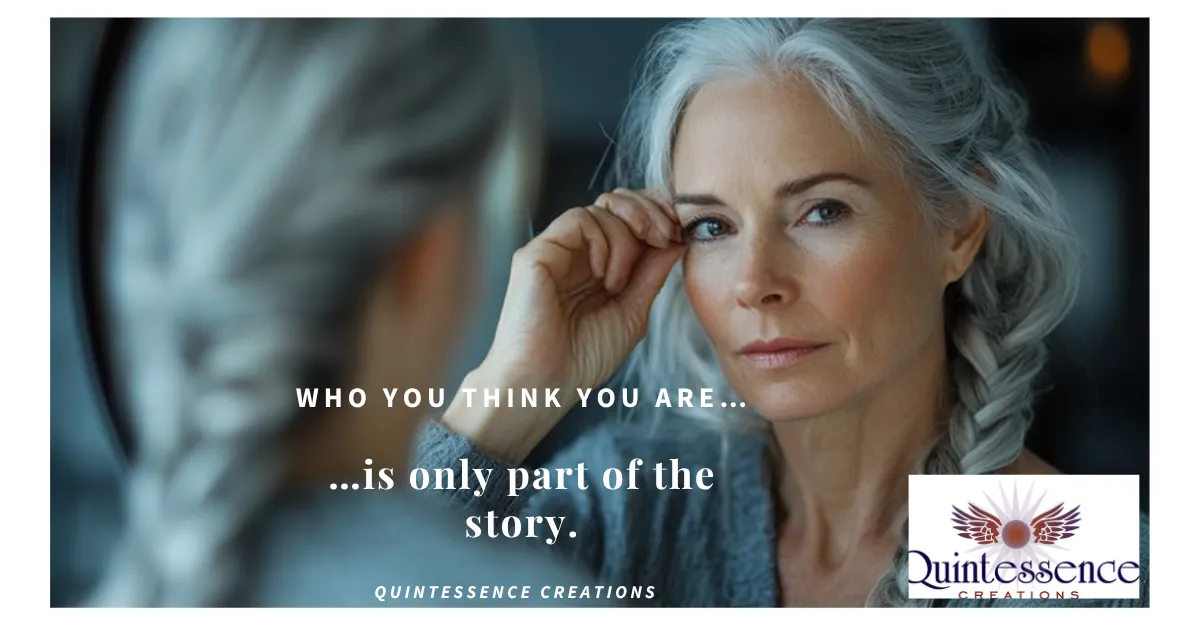 Woman looking at her reflection symbolizing discovery of soul identity and true self