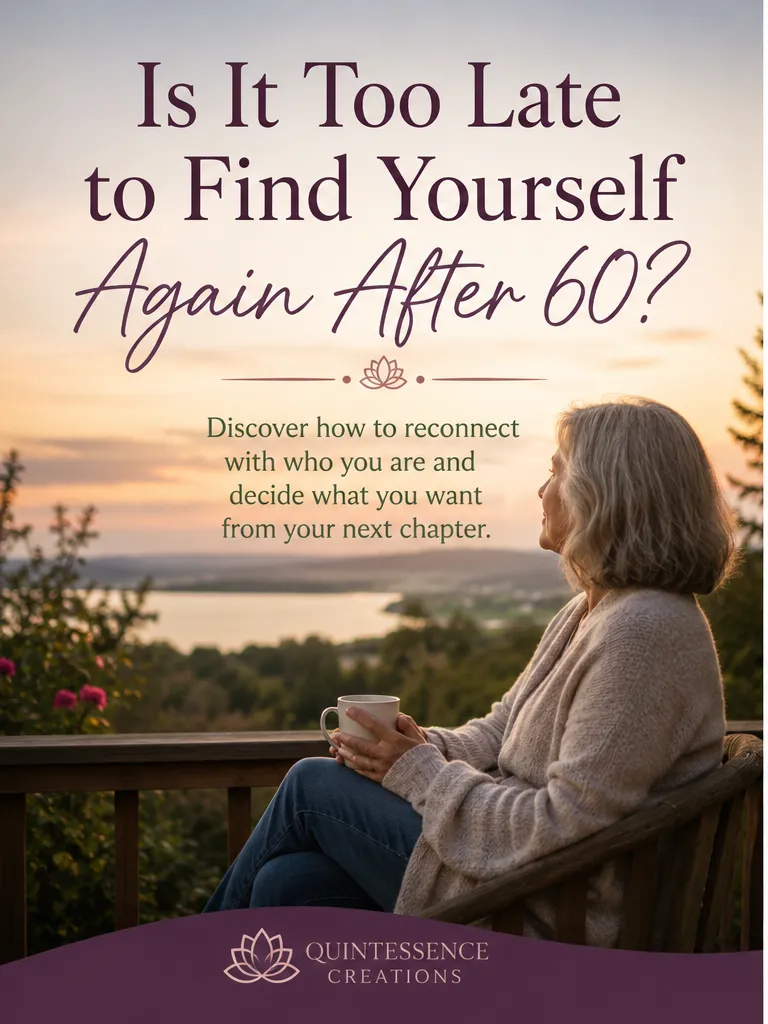 Woman over 60 reflecting peacefully as she reconnects with herself and considers the next chapter of her life.