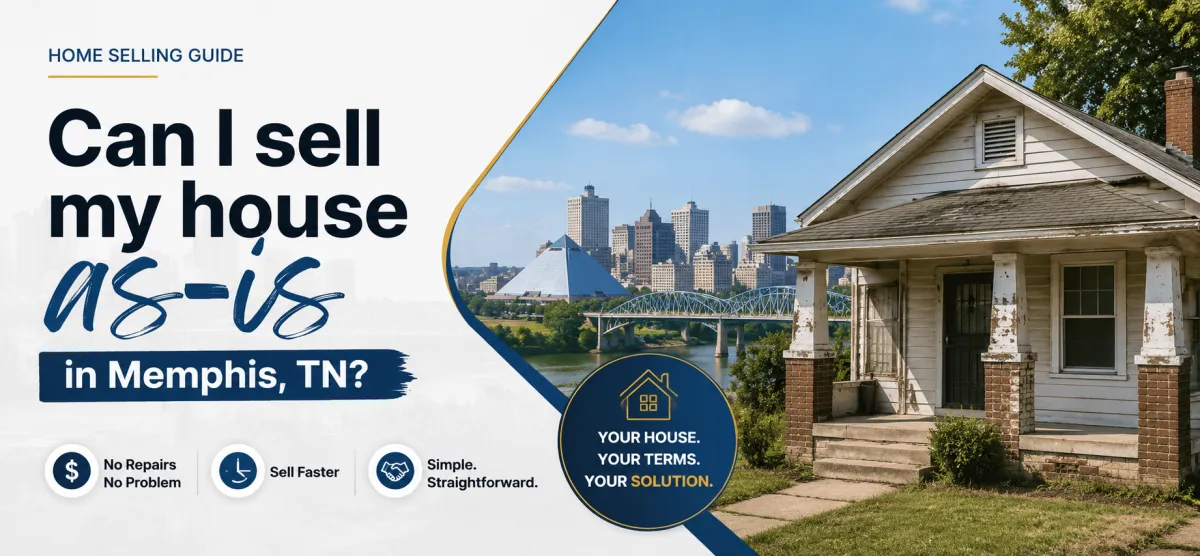 Modest Memphis single-family home with a For Sale sign