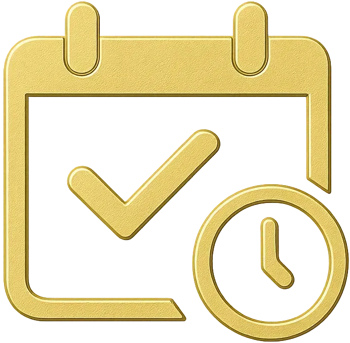 Icon: Kalender mit Häkchen – Selly KI bucht automatisch Termine mit bestätigten Leads