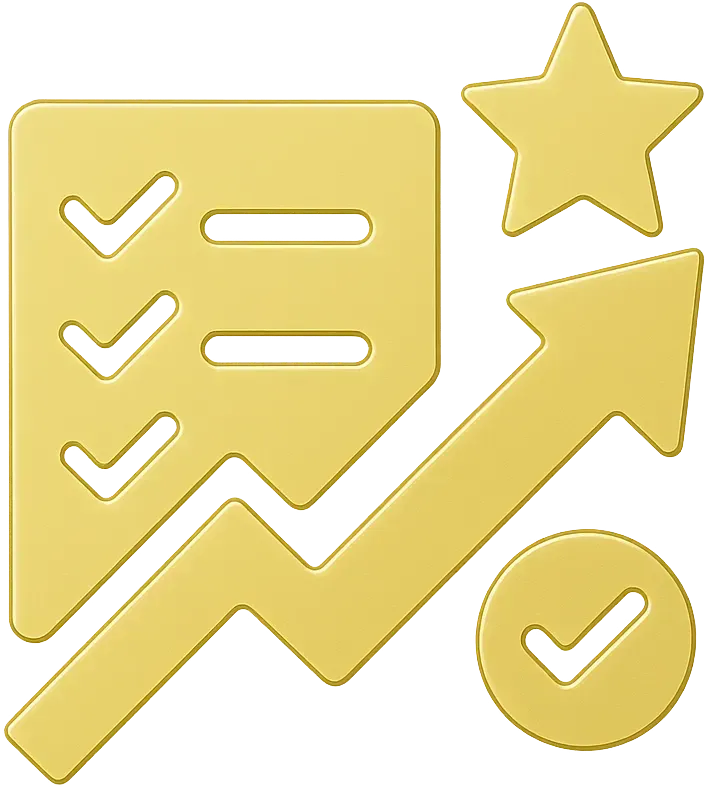Icon: Checkliste mit Stern – Selly KI übernimmt Follow-ups und sorgt für Abschlüsse