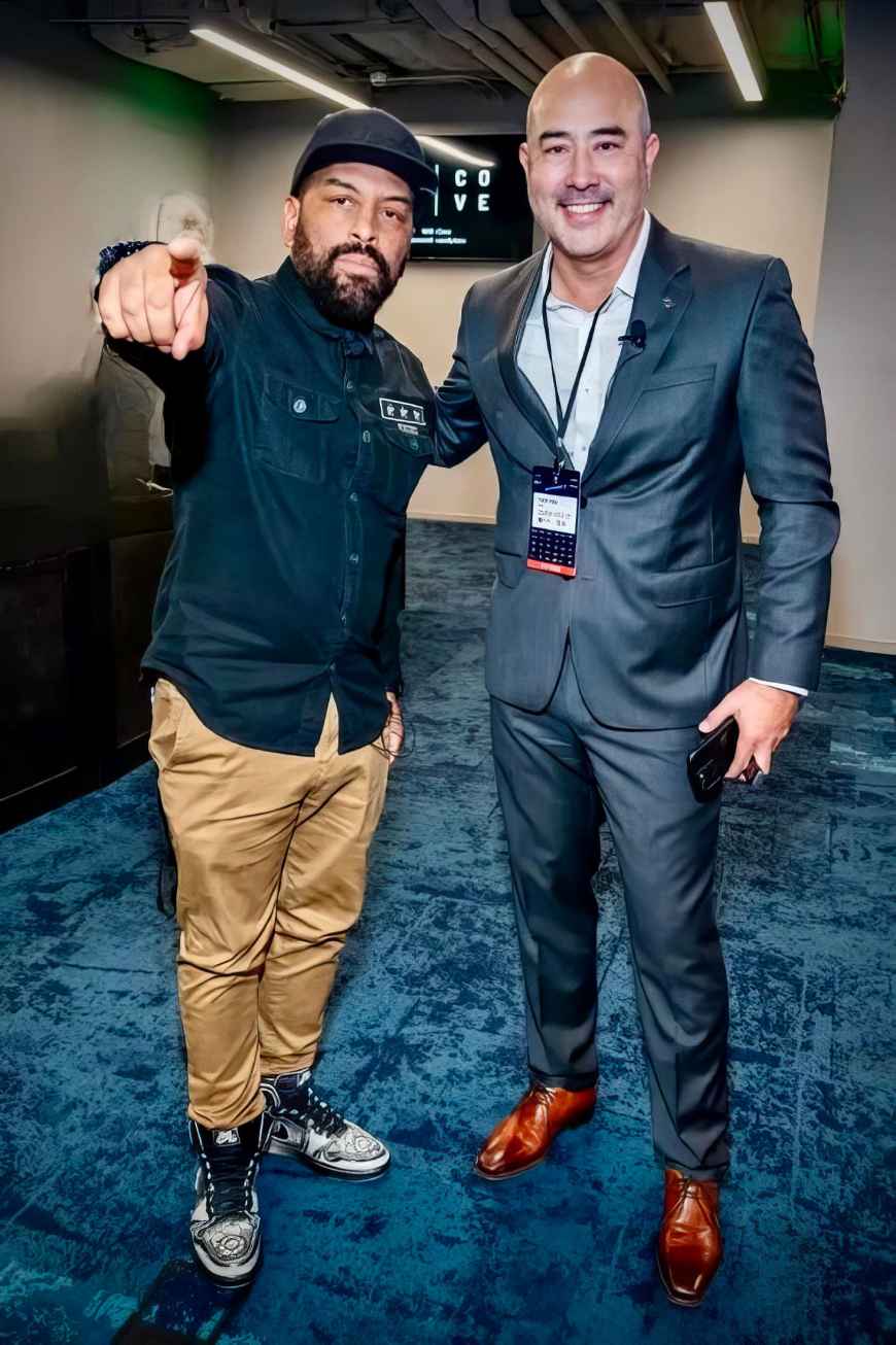 Arabian Prince and a TCVN member posing together at the Cove at UCI during a TCVN event