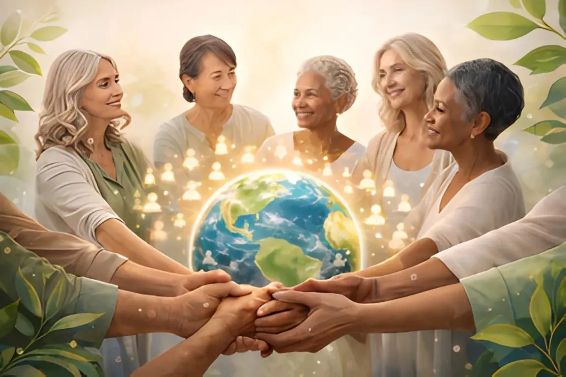 5 women holding hands