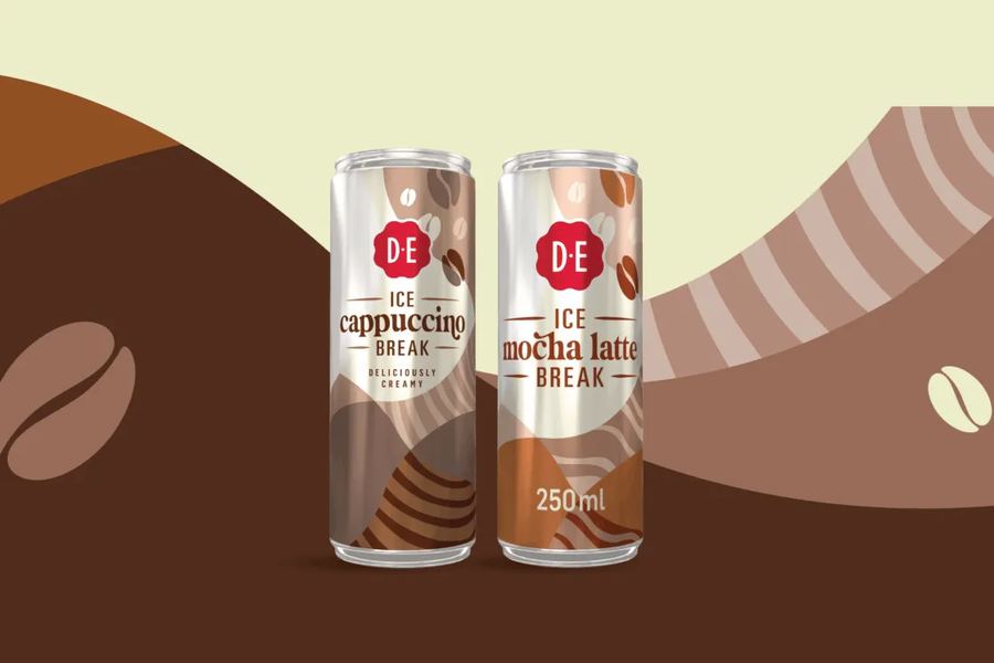 D.E iced coffee cans product packaging