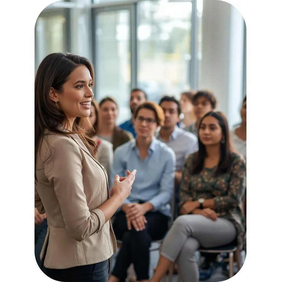Woman speaking at a conference