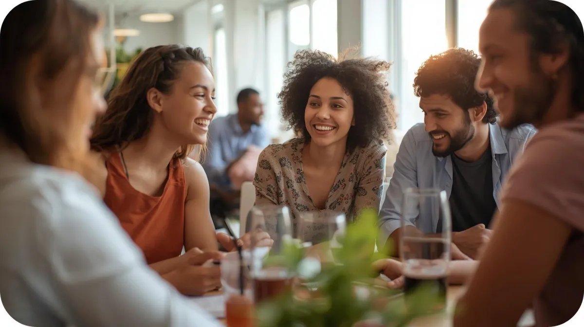 image of a group having lunch