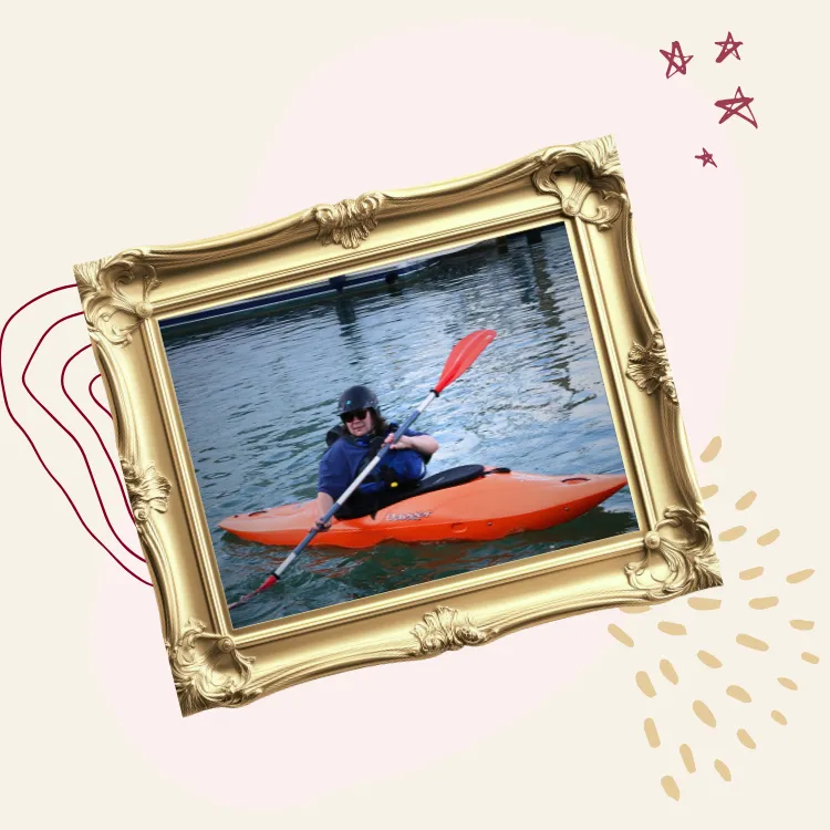 Image of Shirley paddling a kayak