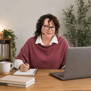 Shirley on a coaching call