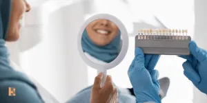 Smiling close up image showing Health and dental insuance