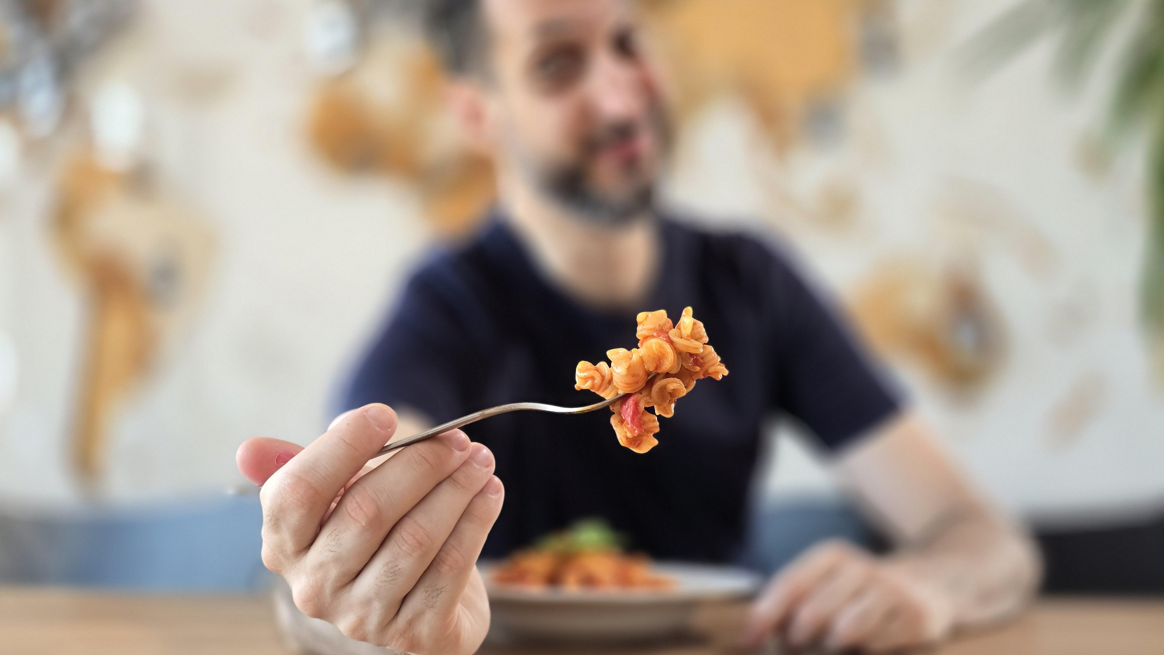 Rotini pasta with nonna quick and easy tomato sauce