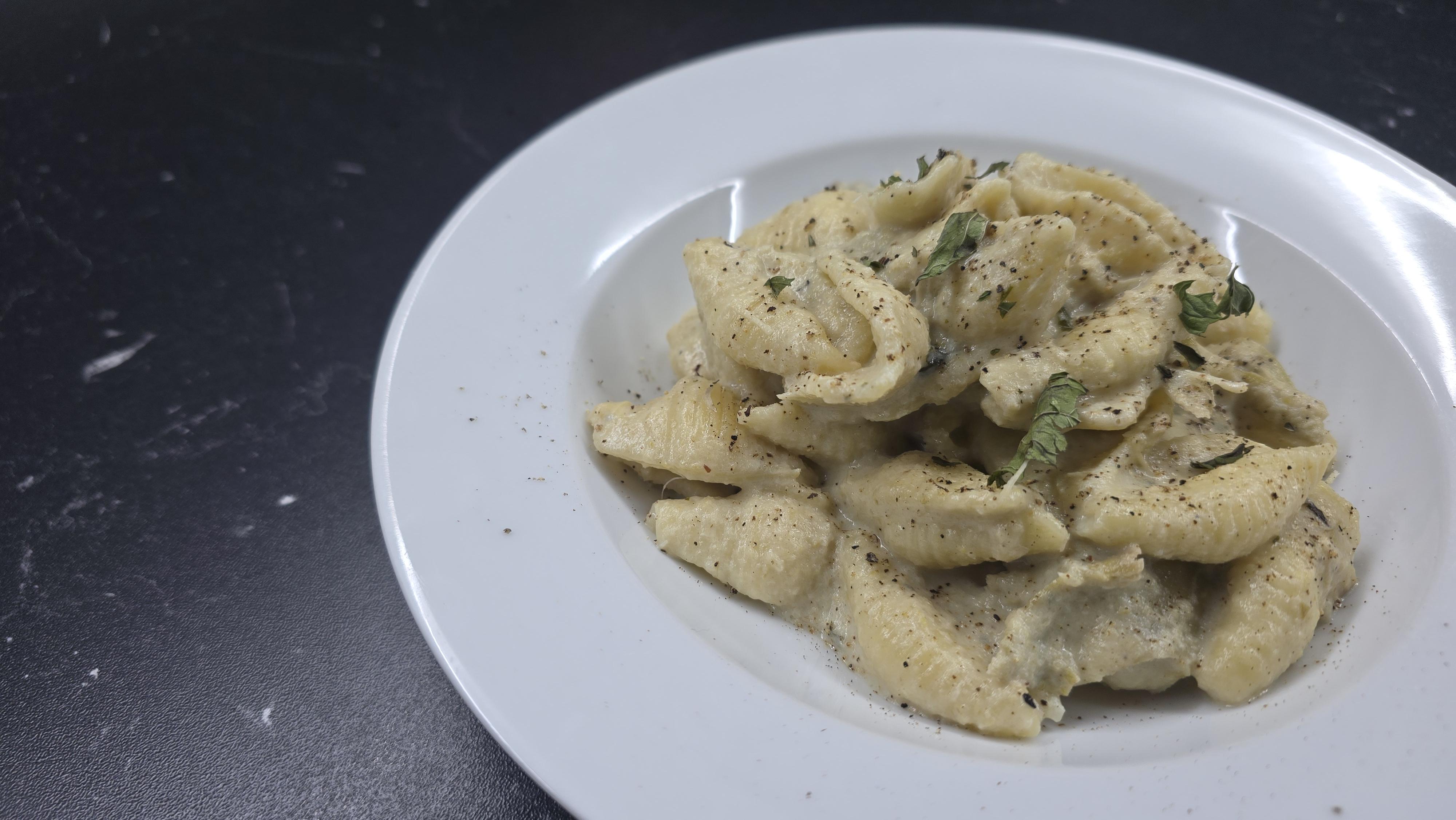 Homemade Conchiglie with artichokes