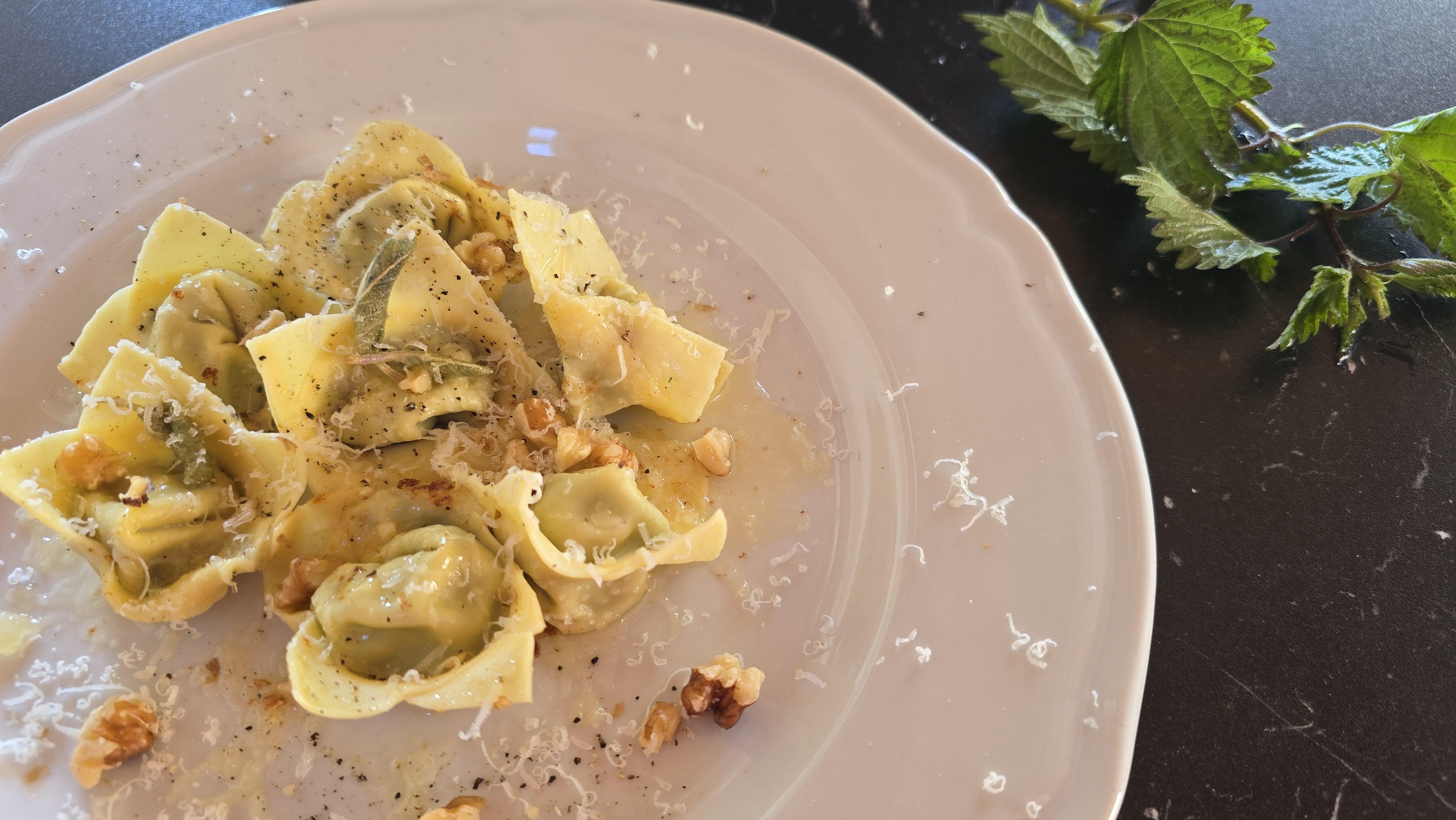 Homemade Cappelletti a fiore with Butter and Walnuts