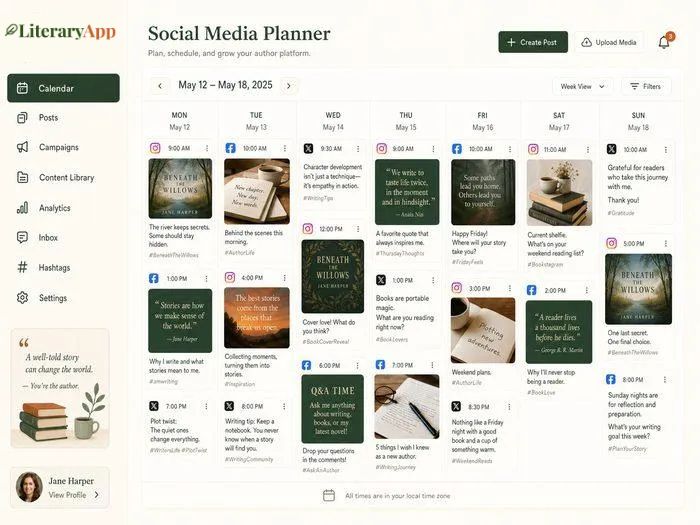 Literary App distraction-free workspace interface