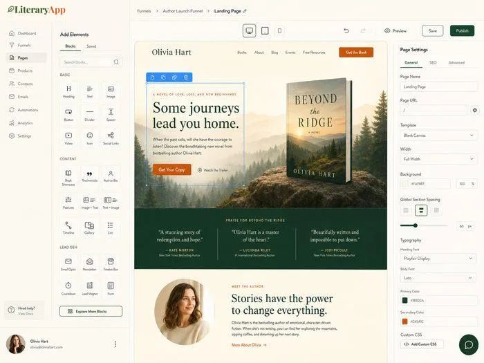 Literary App distraction-free workspace interface