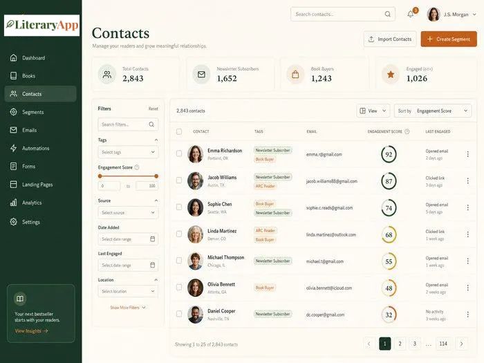 Literary App distraction-free workspace interface