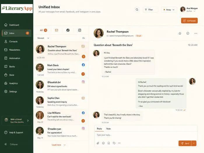 Literary App distraction-free workspace interface