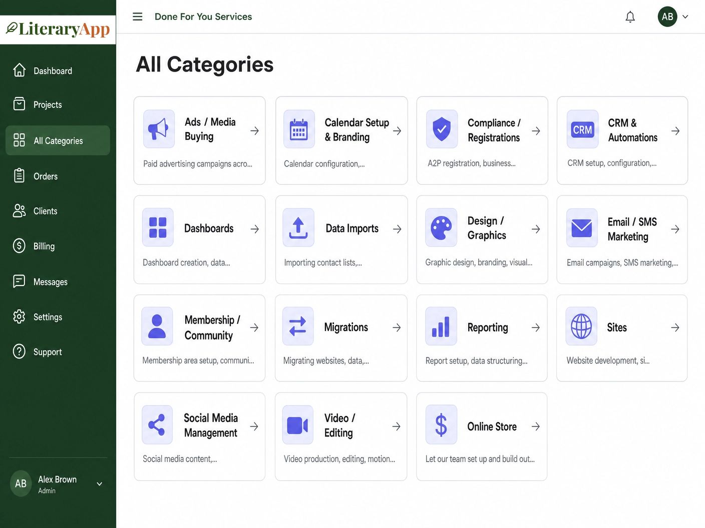 Literary App distraction-free workspace interface