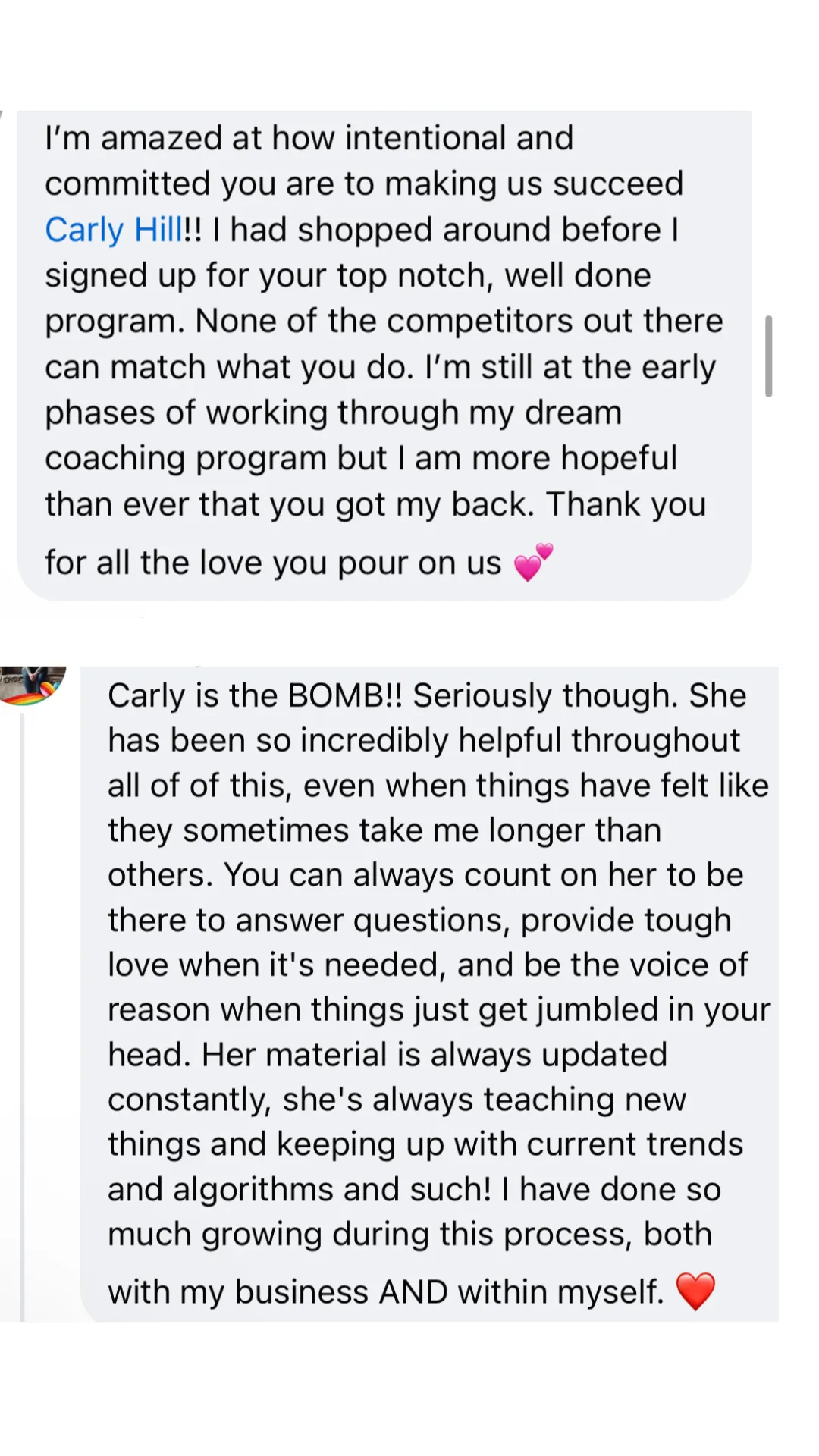 carly hill coaching review