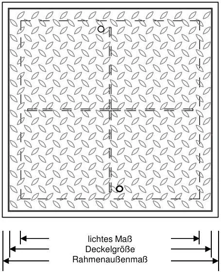 Technische Abbildung Schachtabdeckung Edelstahl befahrbar bis 80t Bruchlast quadratisch eckig ohne Dichtung (F25|F40|F80)