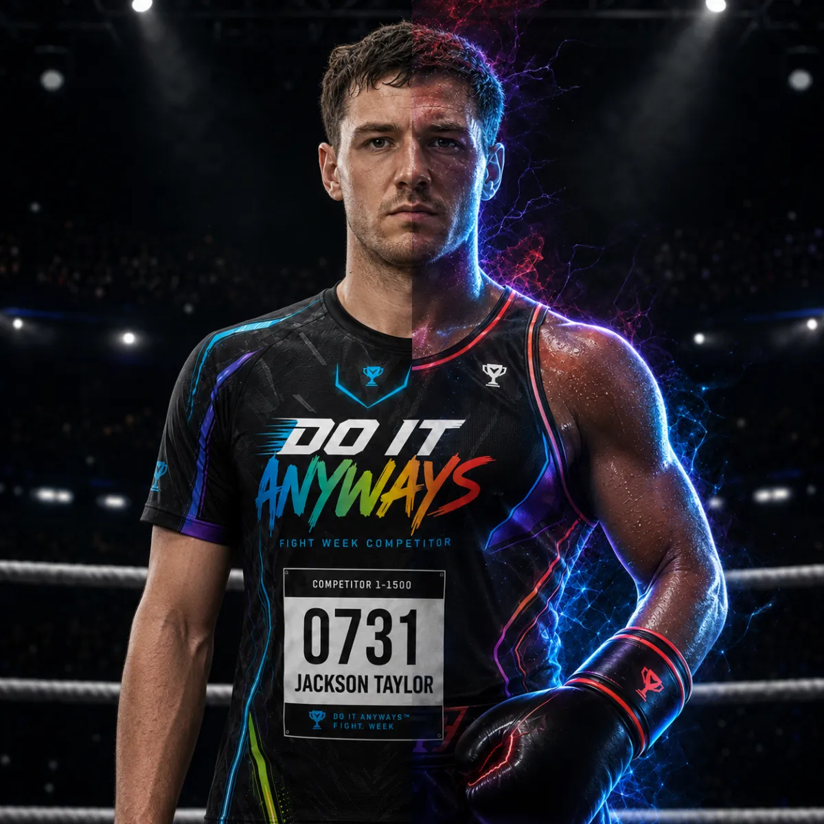 Stylized AI championship avatar of a competitor