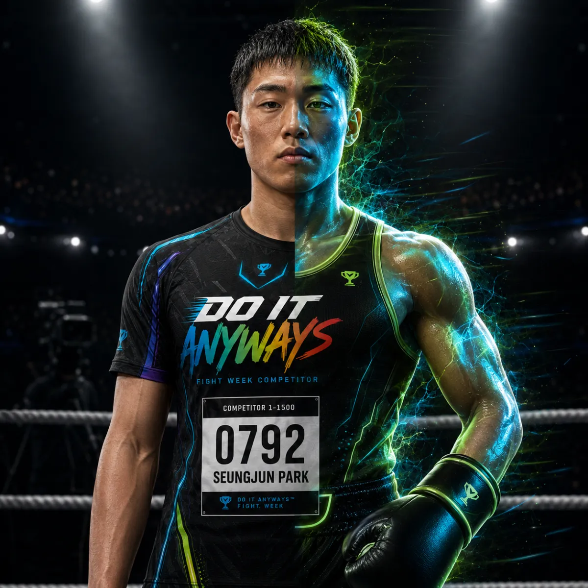 Stylized AI championship avatar of a competitor