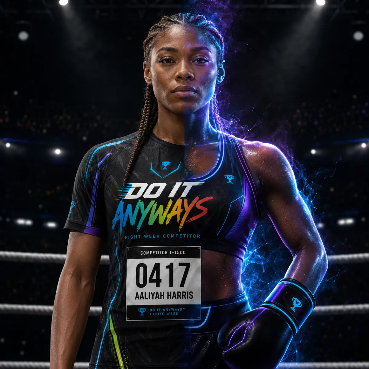 Stylized AI championship avatar of a competitor