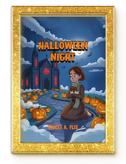 Gold frame with Halloween Night book inside