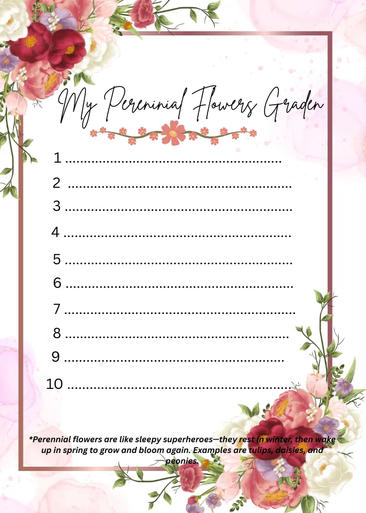 My flower garden list