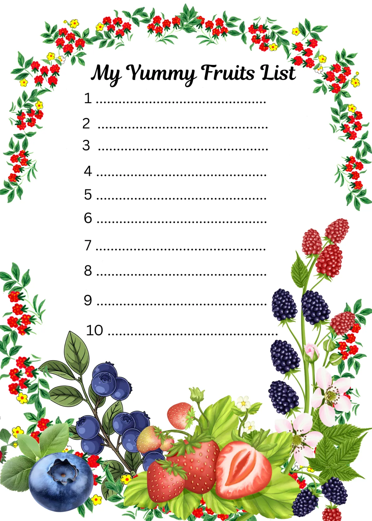 Yummy fruits list