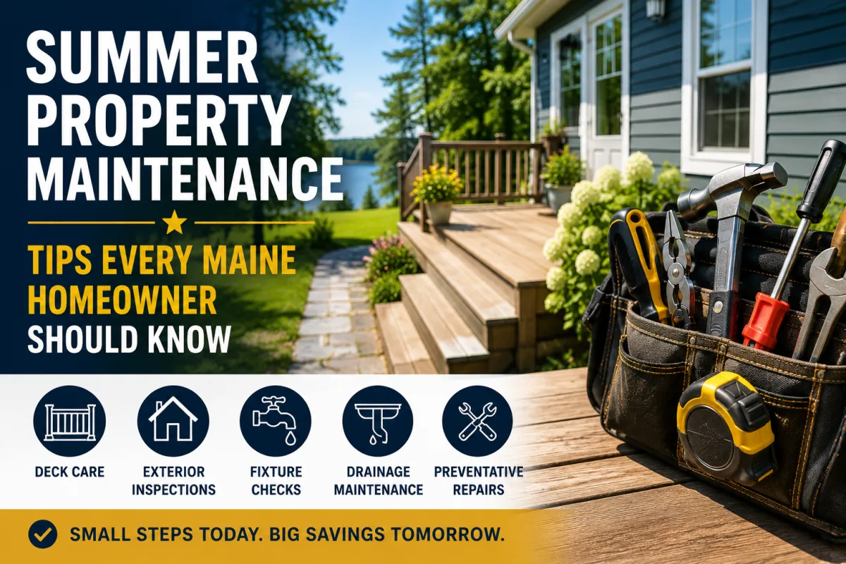 Spring & Summer Home Repairs Maine Homeowners Shouldn’t Ignore  With warmer weather finally here and outdoor projects ramping up across Maine, many homeowners are beginning to notice small repairs and maintenance issues around their property.  From loose deck boards and damaged trim to fixture repairs and general upkeep, spring and summer are the perfect time to take care of smaller projects before they become larger and more expensive later on.  At North Star Property Solutions Inc., we help homeowners across the Bangor region with dependable handyman services and property maintenance solutions designed to keep homes safe, functional, and looking their best.