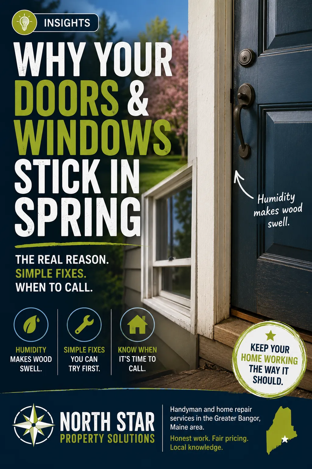 Why Doors and Windows Stick in Spring — and When to Call a Handyman